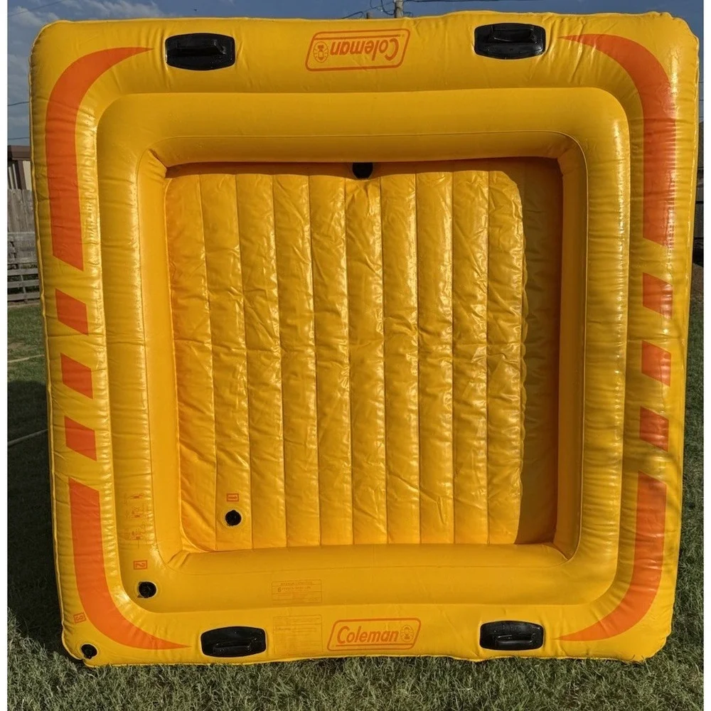 Rare Discontinued Yellow Vintage Coleman Inflatable Party Platform Raft 6 Person - Picture 2 of 7
